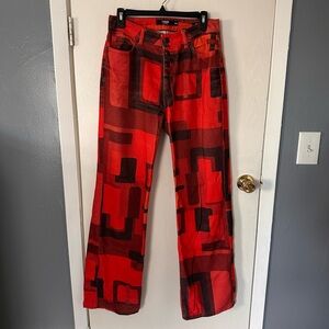 Jaded London Red and Black Boyfriend Jeans